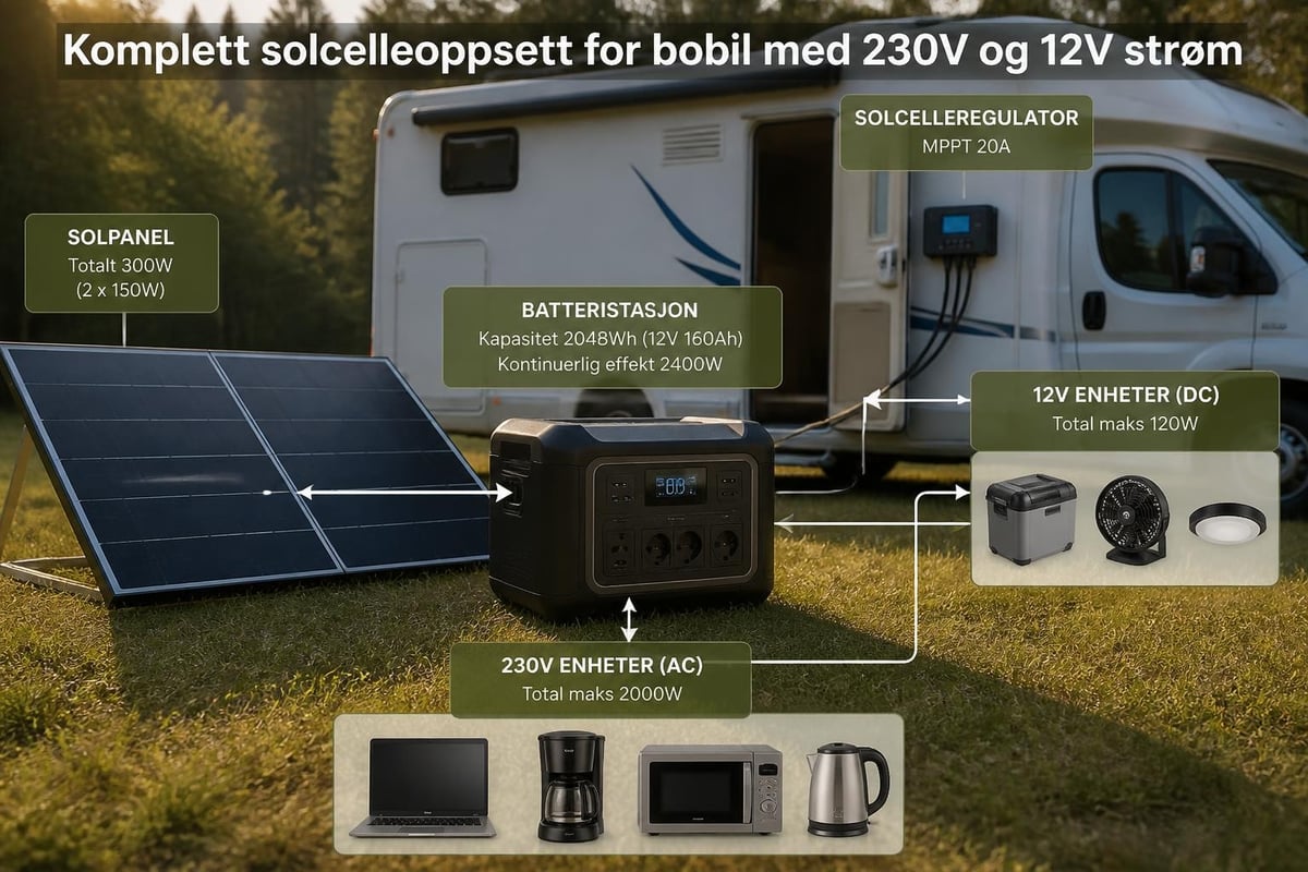 Solcellesystem for bobil