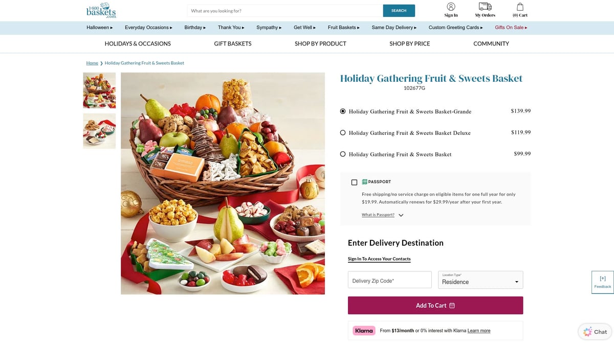 7 Best Holiday Baskets to Gift in 2025 - Holiday Gathering Fruit & Sweets Basket – 1800Baskets