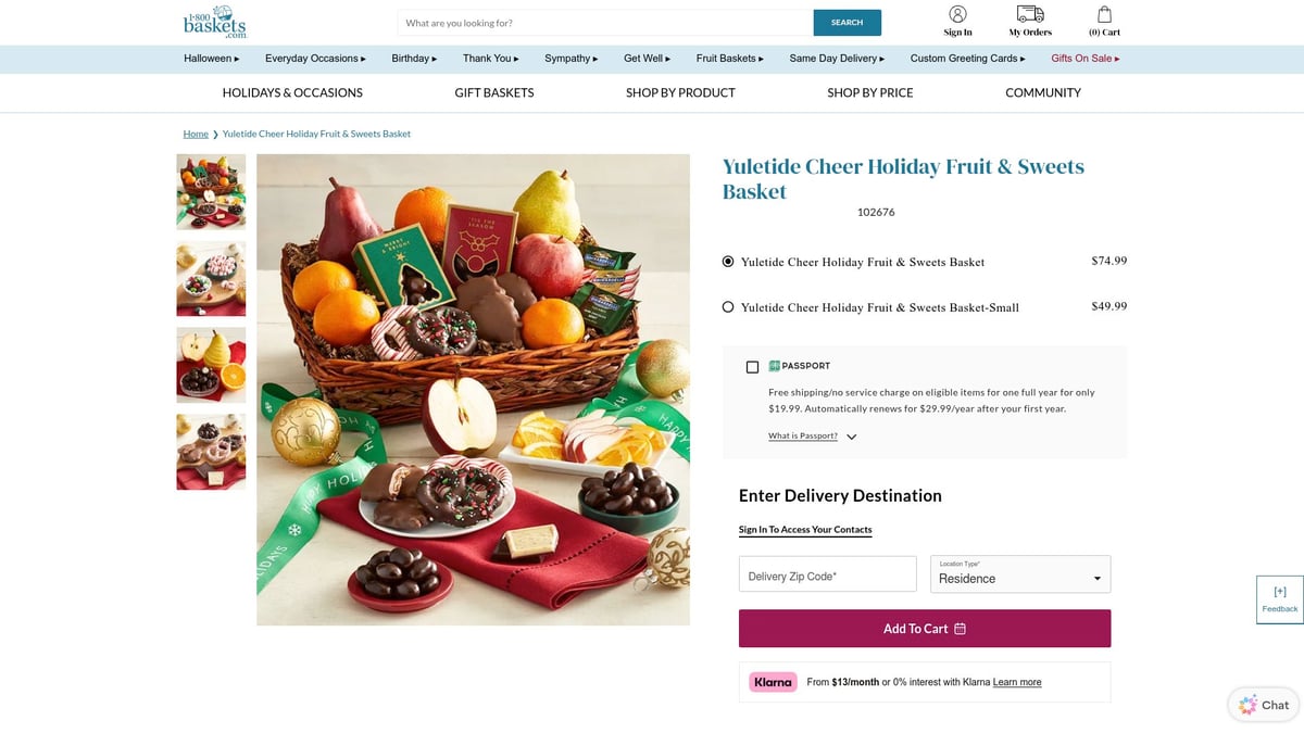 7 Best Holiday Baskets to Gift in 2025 - Yuletide Cheer Holiday Fruit & Sweets Basket – 1800Baskets