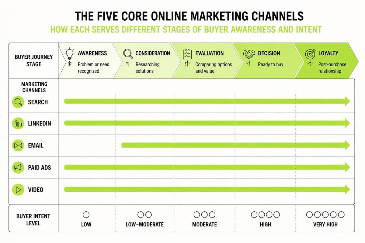 Primary online marketing channels for service businesses