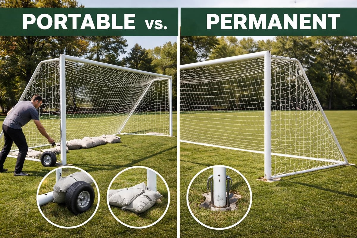 Portable versus permanent soccer post comparison