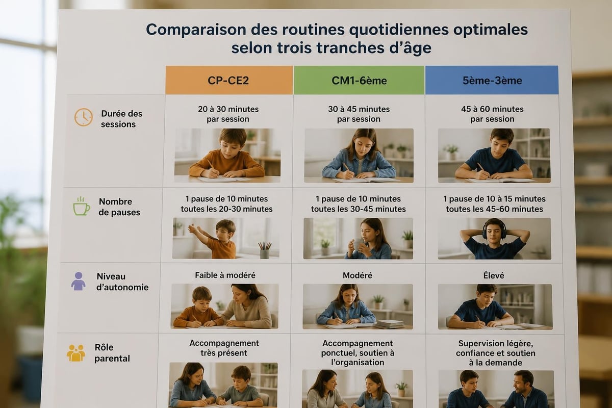 Routine de devoirs par âge