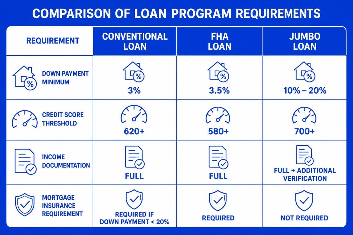 Loan program comparison matrix