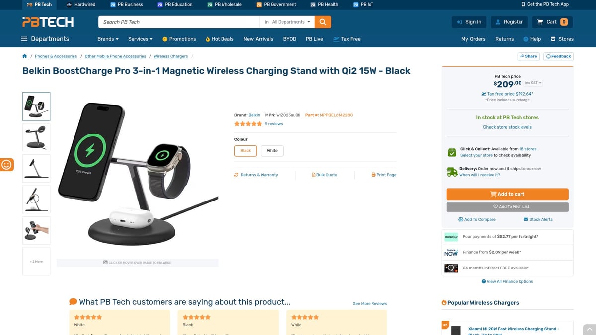 7 Best Wireless Phone Charger Picks for 2025 - Belkin BoostCharge Pro 3-in-1 Magnetic Wireless Charging Stand with Qi2 15W - Black