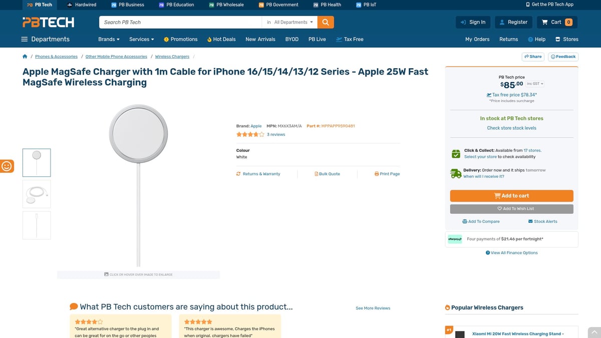 7 Best Wireless Phone Charger Picks for 2025 - Apple MagSafe Charger with 1m Cable for iPhone 16/15/14/13/12 Series