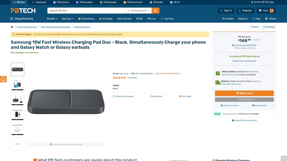 7 Best Wireless Phone Charger Picks for 2025 - Samsung 15W Fast Wireless Charging Pad Duo - Black