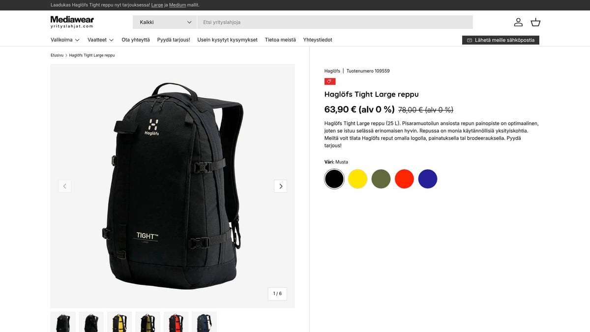 8 Parasta Ideaa: Joululahja Yrityslahja 2025 - Haglöfs Tight Reppu – Yrityslahjat.com