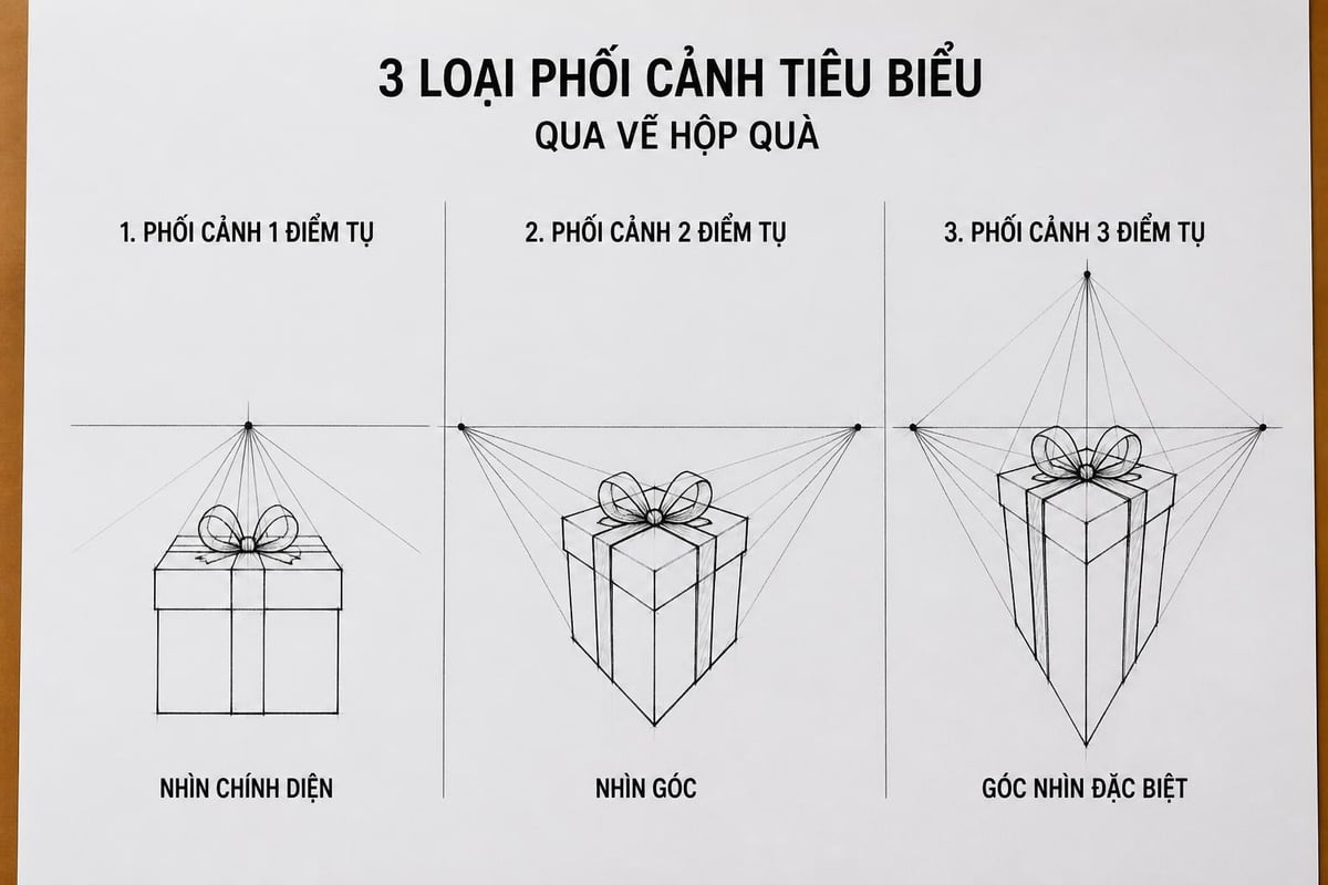 Vẽ Hộp Quà 3D: Hướng Dẫn Chi Tiết Và Kỹ Thuật Chuyên Nghiệp 1 Perspective principles for 3D gift boxes