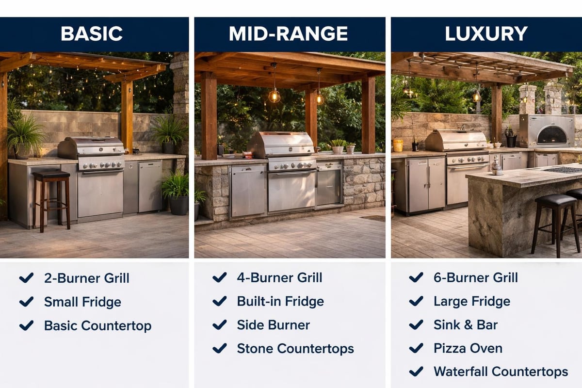 Outdoor kitchen investment tiers