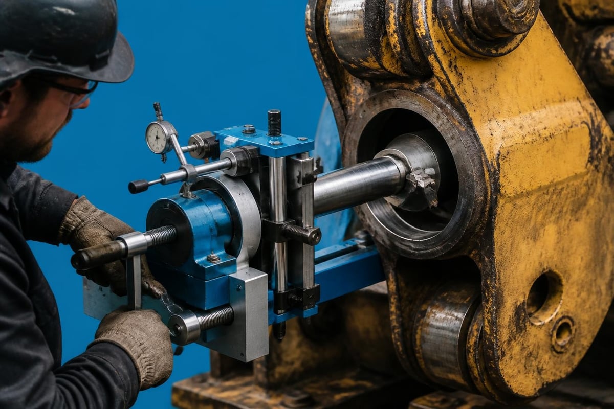 Line boring equipment setup