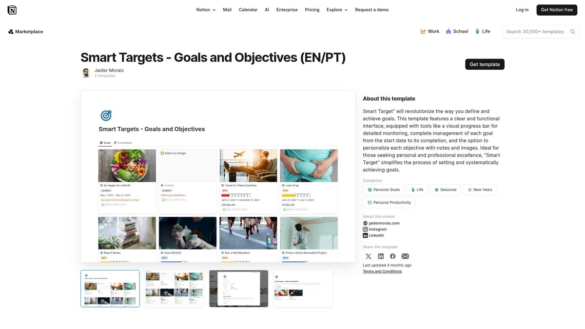 7 Inspiring Personal Goals Template Ideas for 2025 - Smart Targets – Goals and Objectives by Jaider Morais