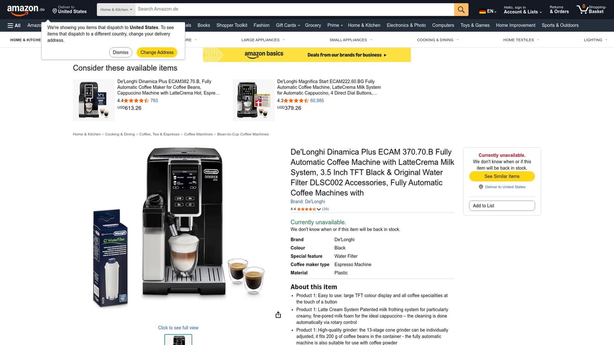 10 Amazon Black Friday Deals 2026, Die Du Nicht Verpassen Solltest - 2. De'Longhi Dinamica Plus Kaffeevollautomat