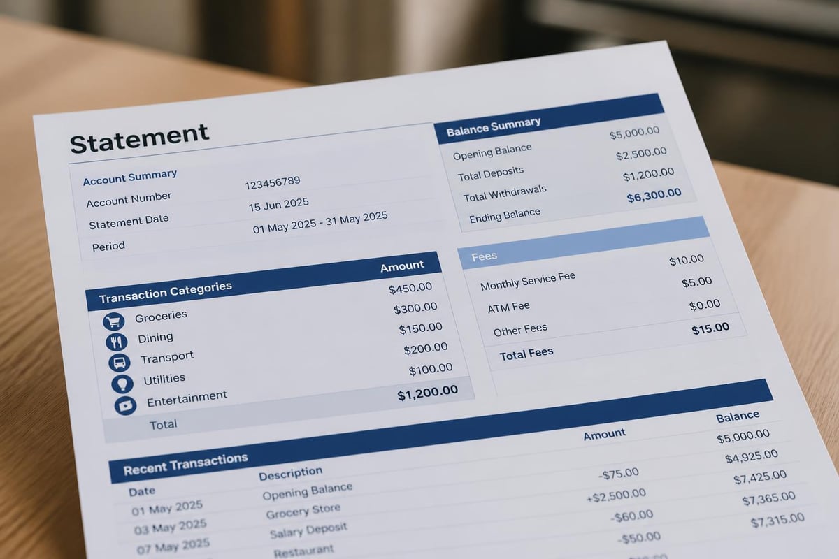 Account statement structure