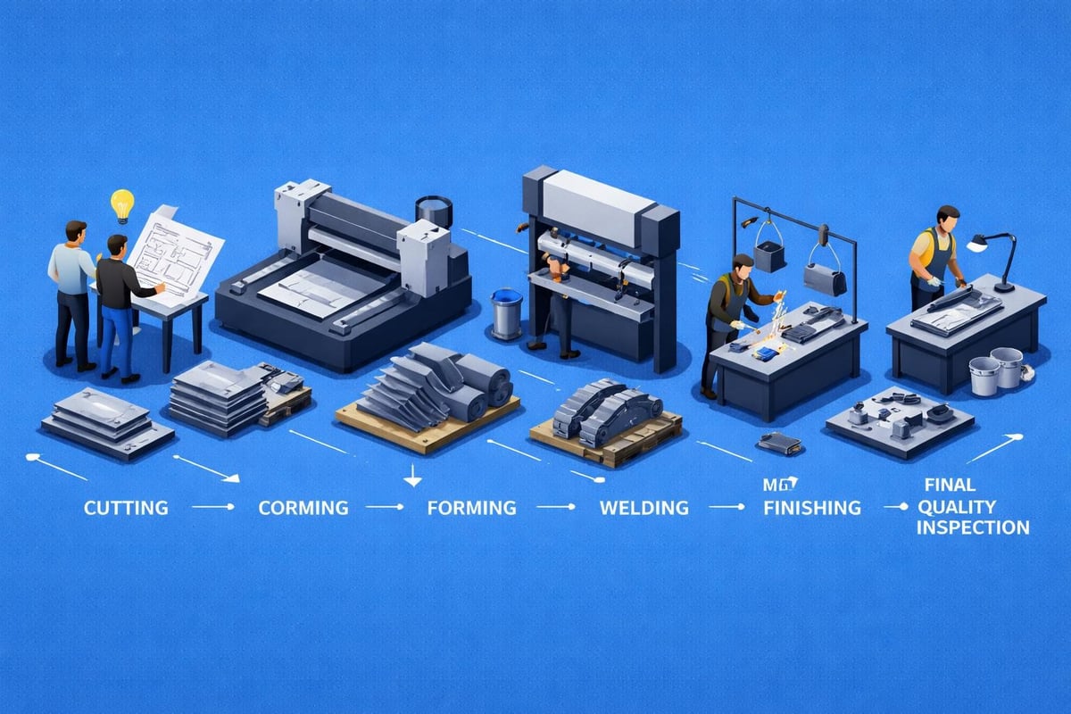 Metal fabrication workflow stages