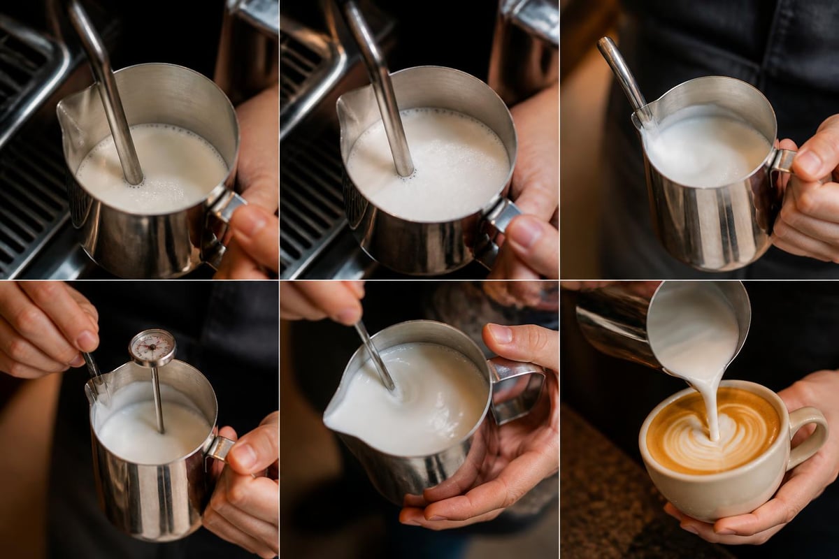 Processus texturation lait cappuccino