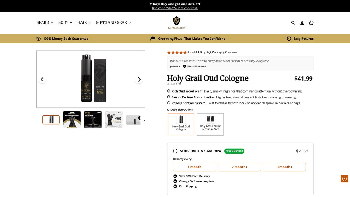Top 10 Masculine Scents to Try in 2026 - Holy Grail Oud Spray Cologne by Kingsmen Premium