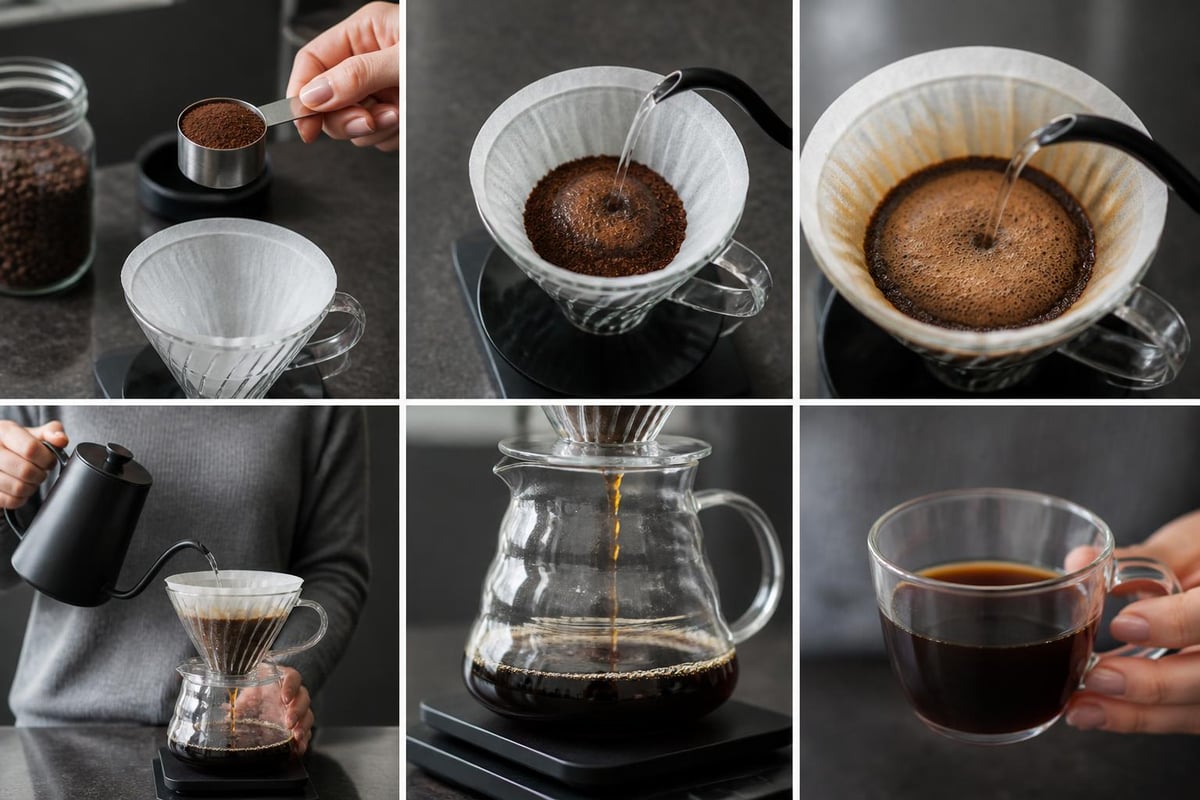 Morning coffee brewing workflow