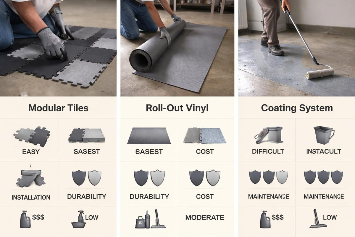 Garage floor covering comparison