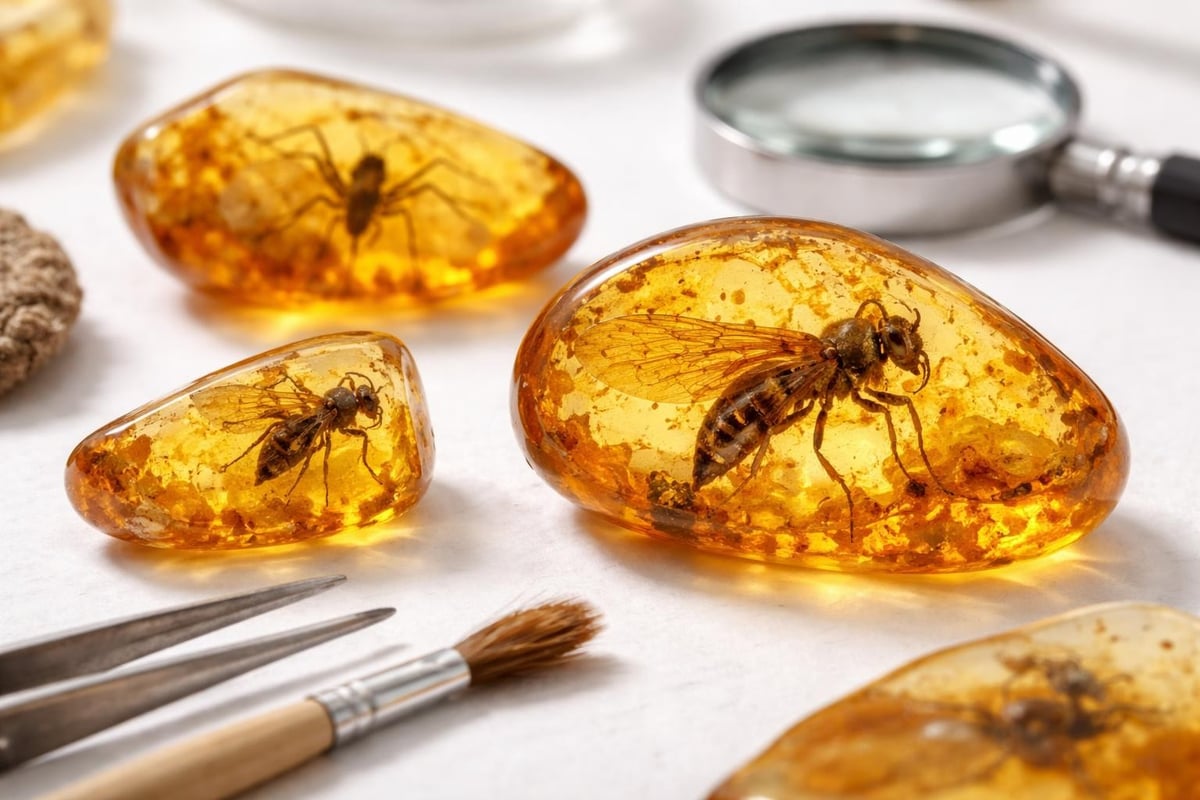 Preserved insects in amber