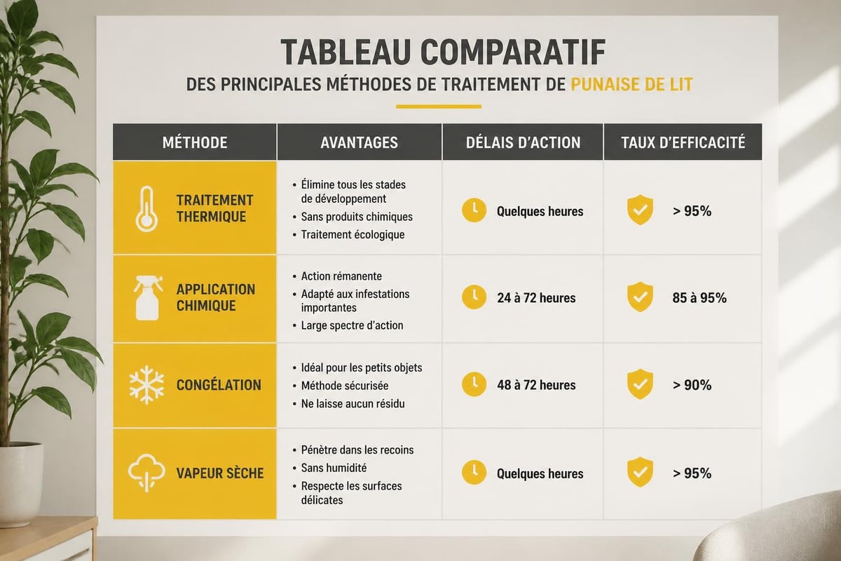 Comparaison méthodes traitement punaises