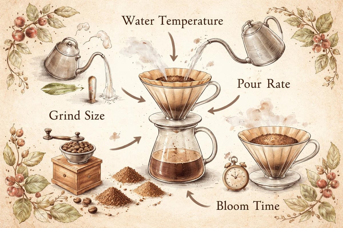 Pourover brewing variables and extraction control