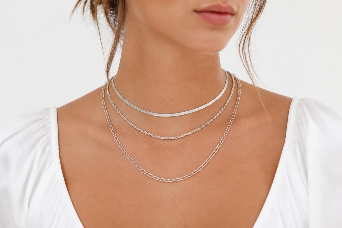 Silver necklace layering strategy