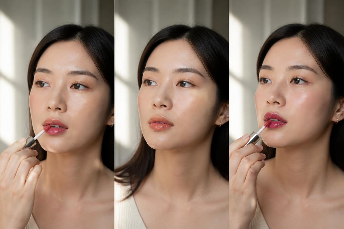 Layering lip oil technique
