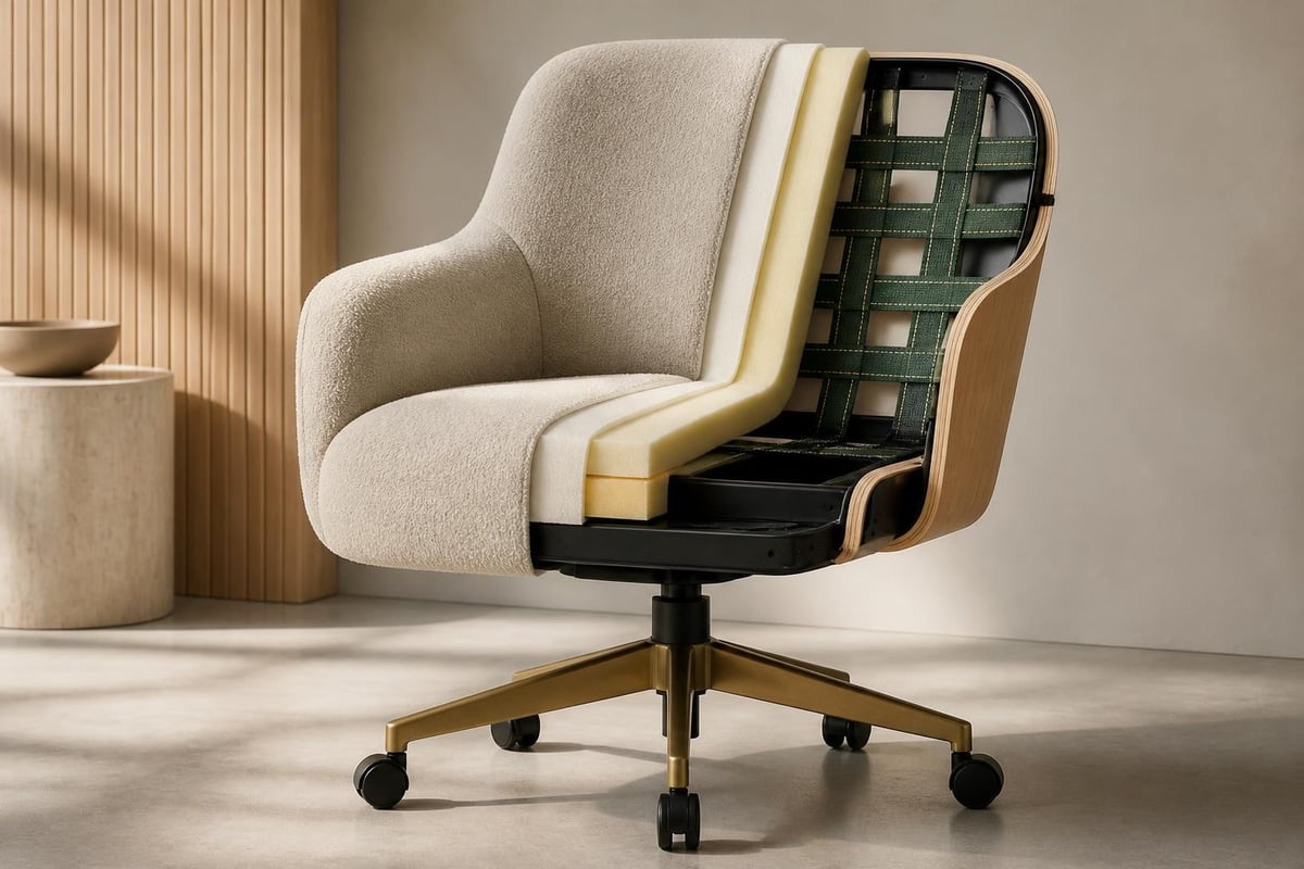 Office chair construction layers