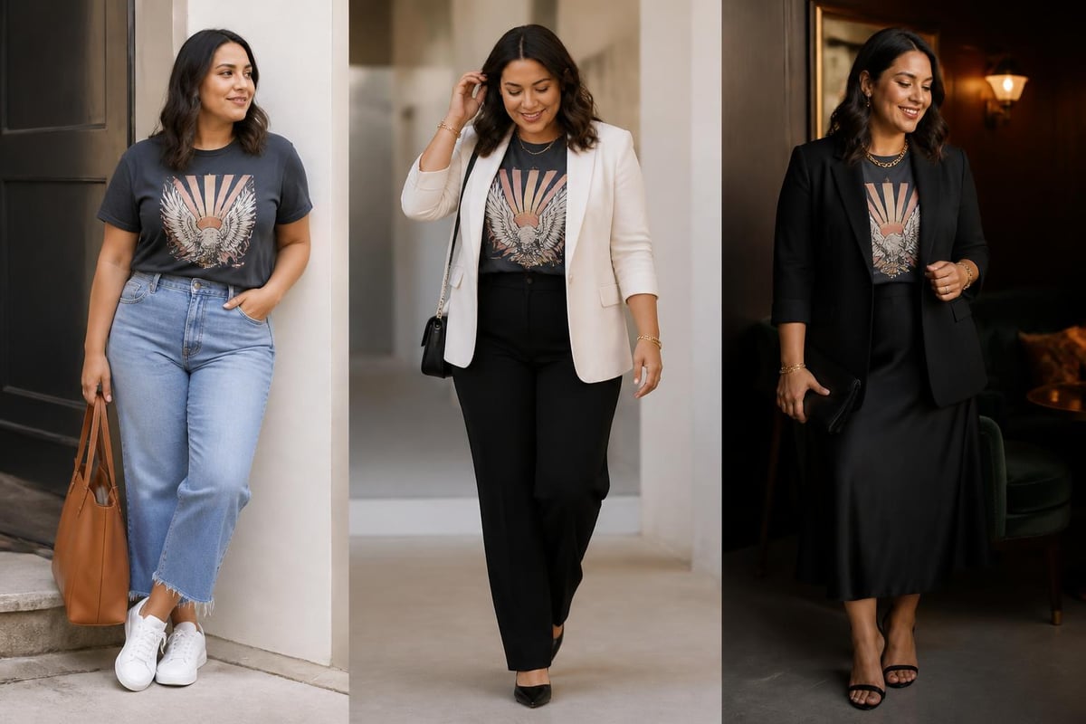 Graphic tee styling versatility