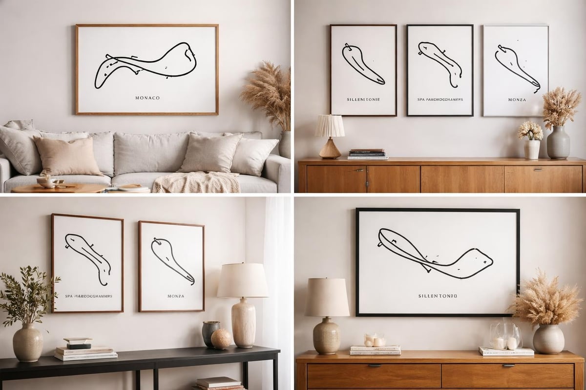 Formula 1 circuit layouts as wall art