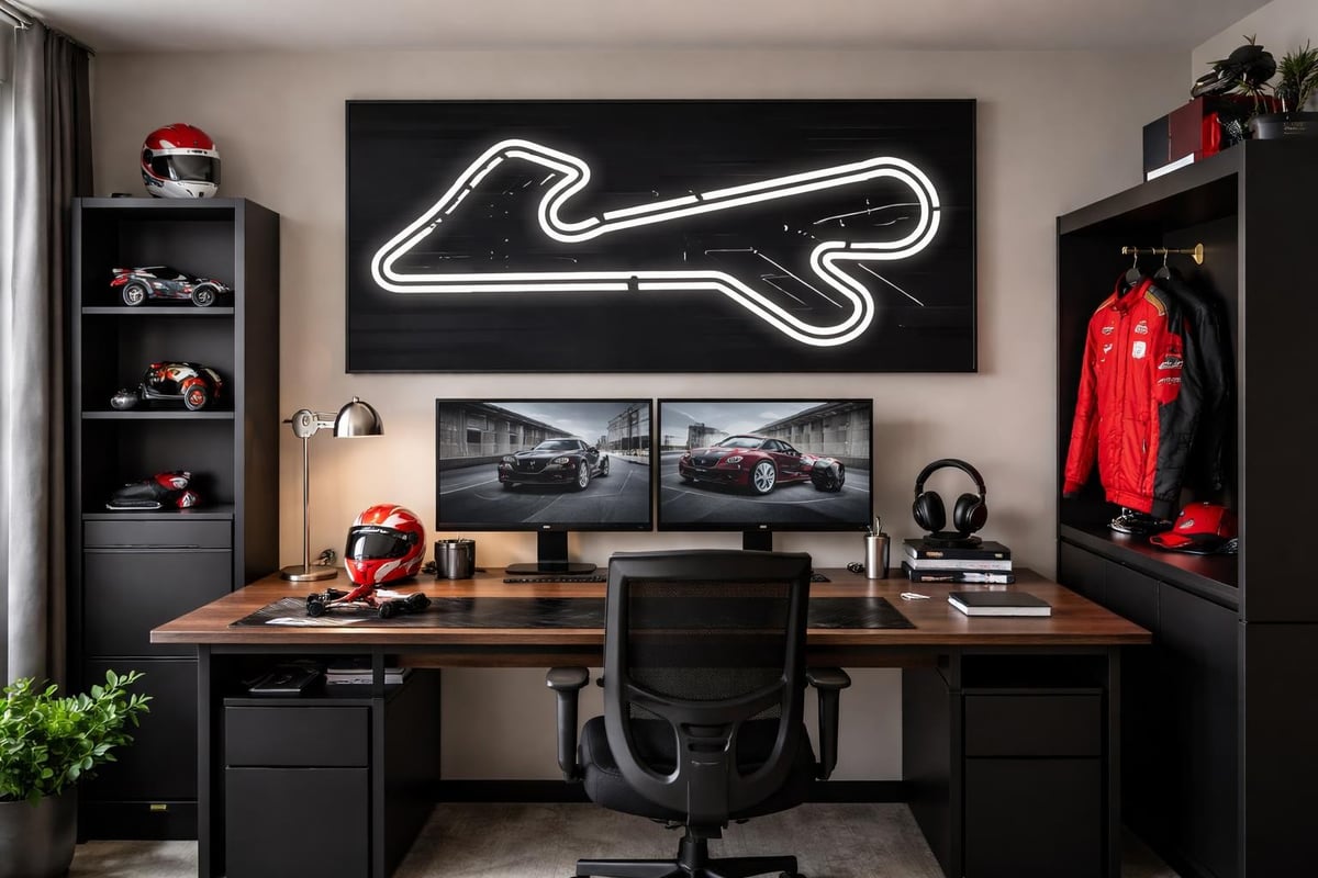 Formula 1 themed home office setup