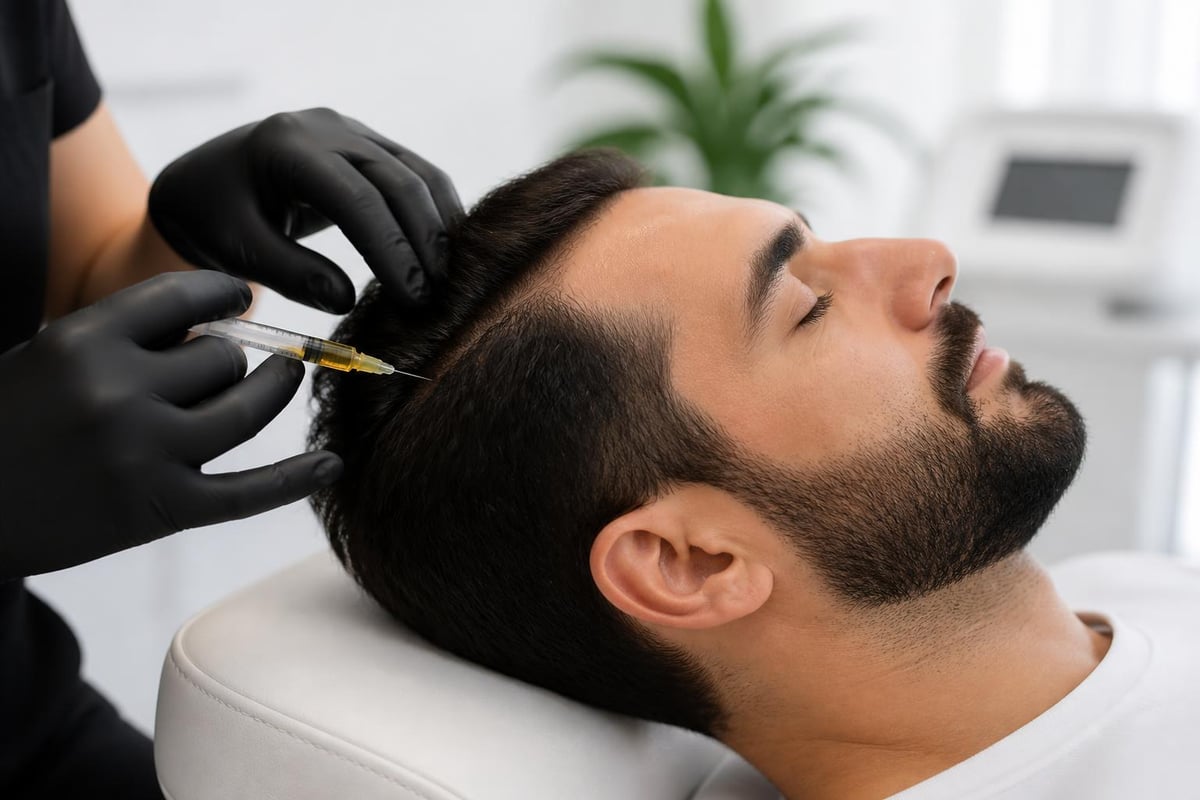 ProCell microchanneling delivering stem-cell growth factors to scalp follicles for hair restoration