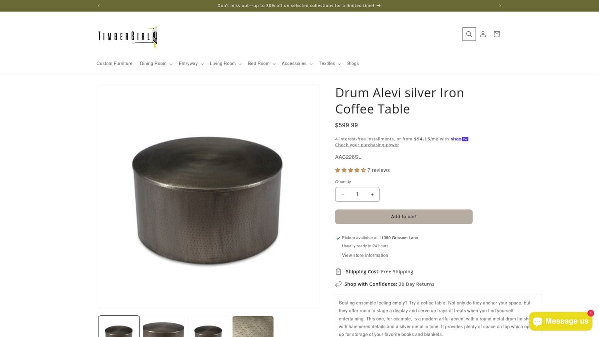 7 Best Industrial Table Coffee Designs for 2025 Homes - Drum Alevi Silver Iron Coffee Table – $599.99