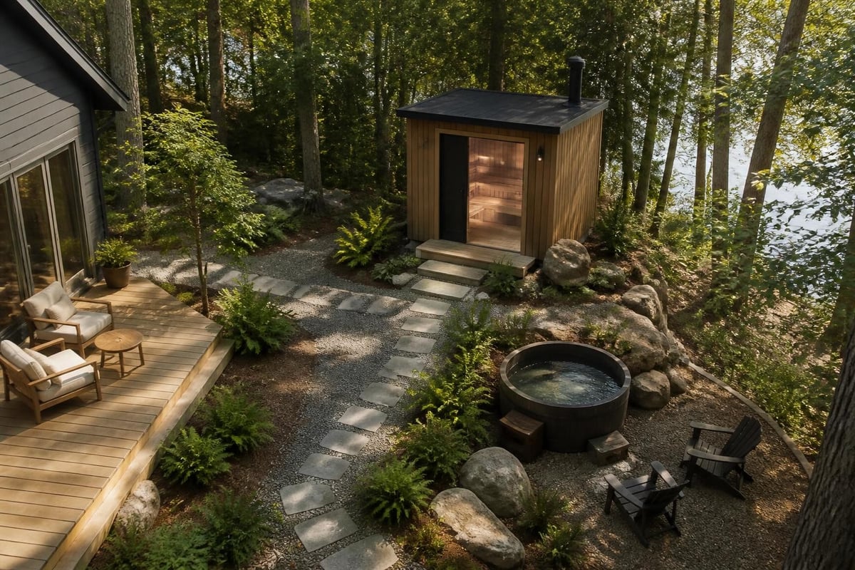 Garden sauna placement planning