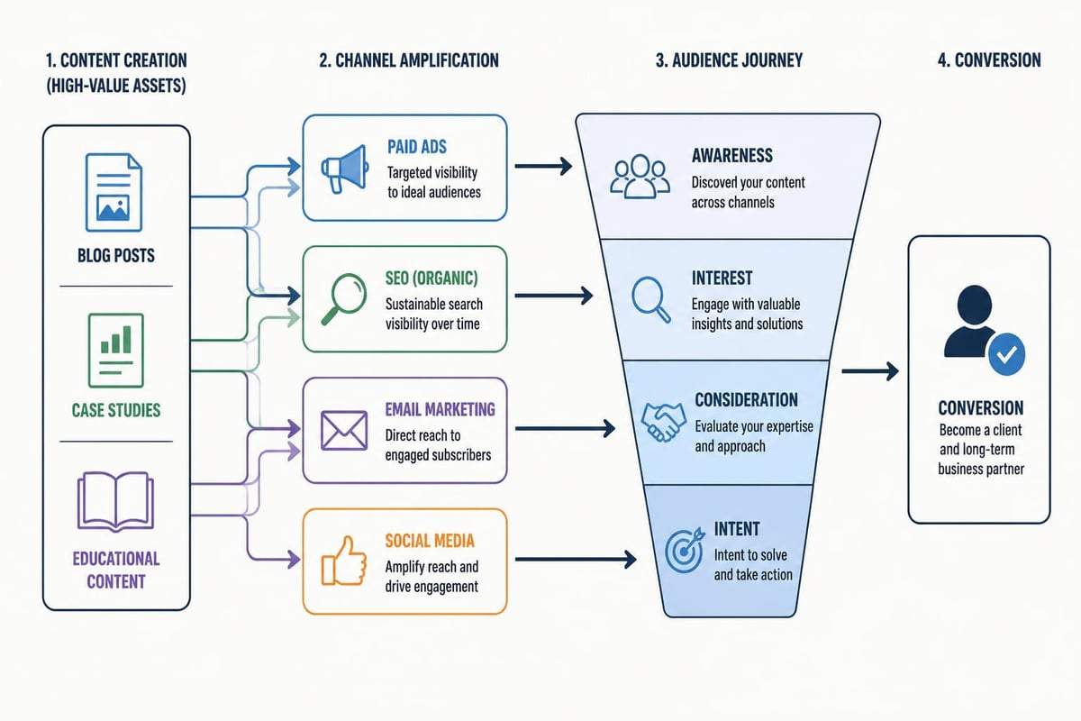 Digital marketing channels amplifying content