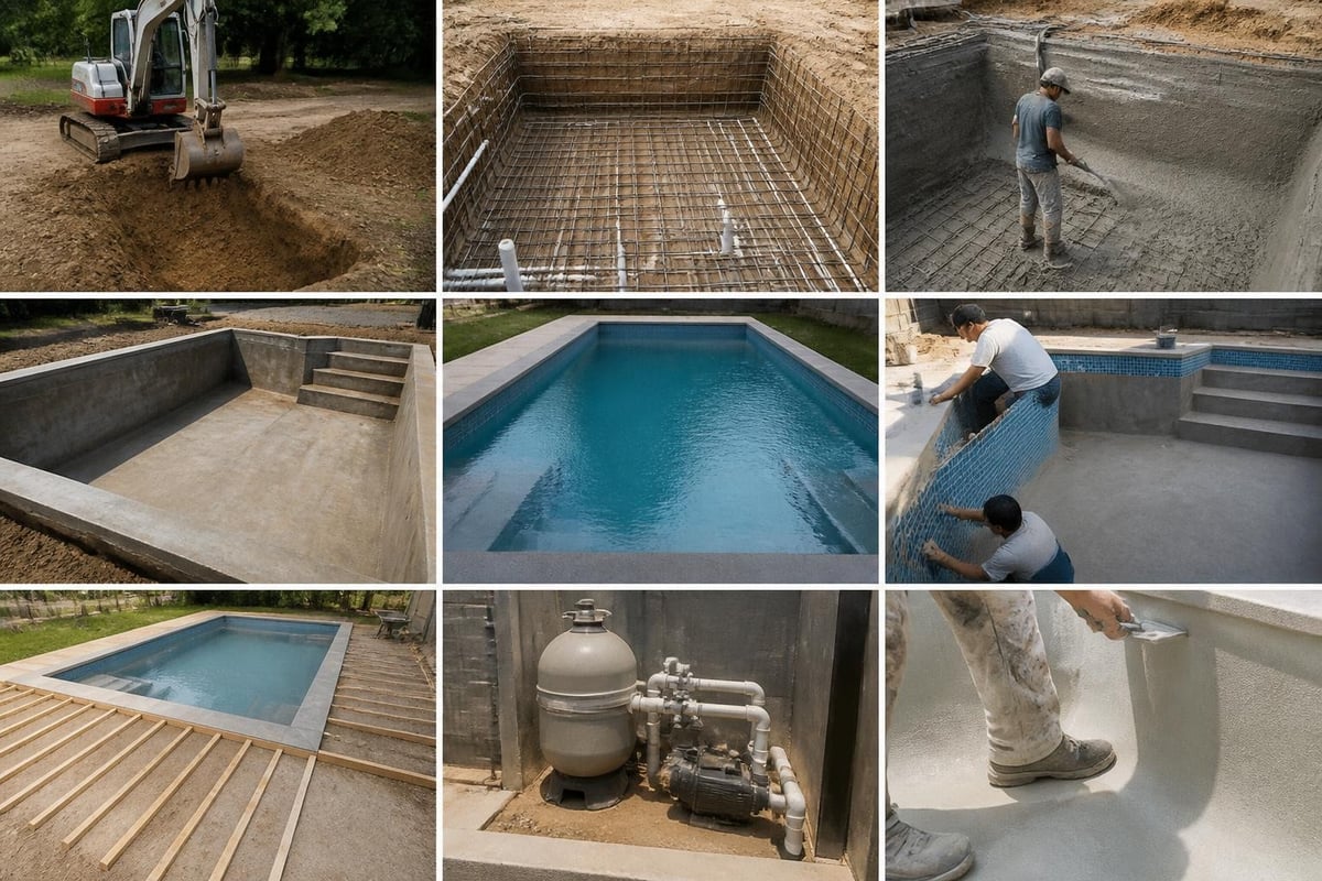 Pool construction phases timeline
