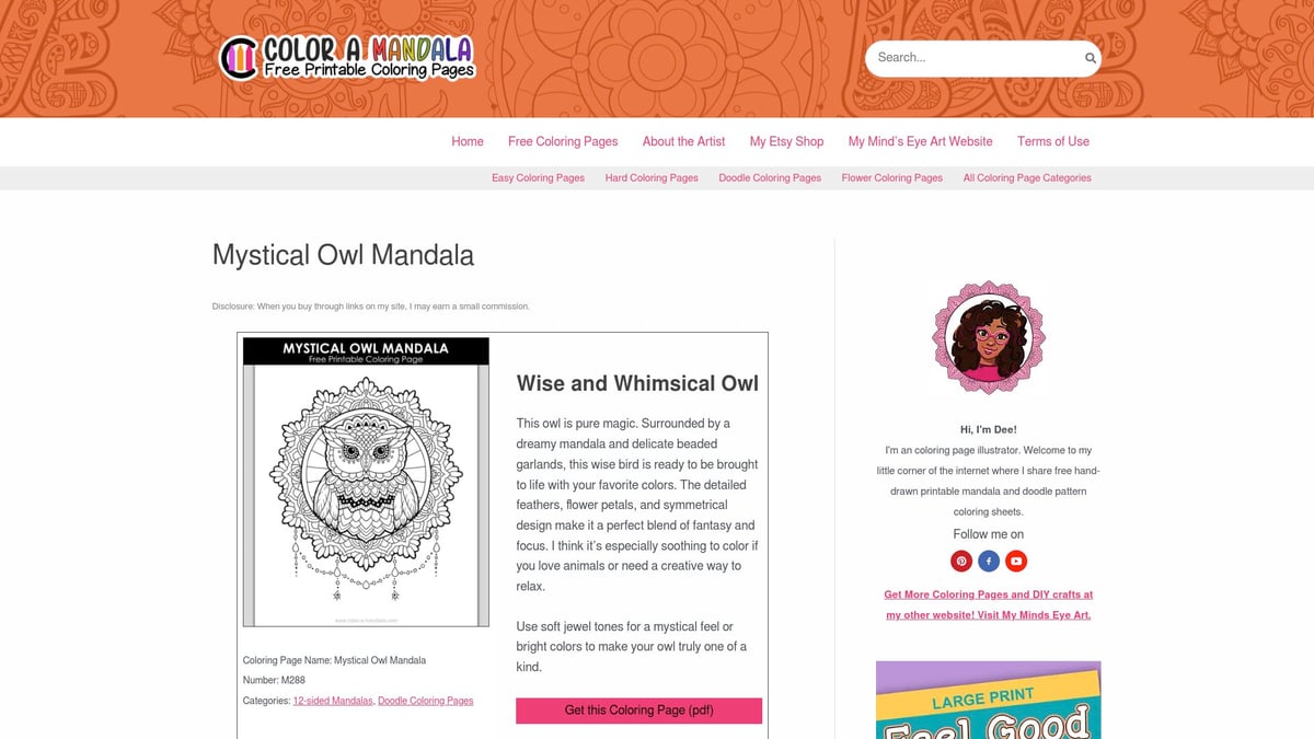 10 Best Free Mandala Coloring Pages to Print in 2025 - Mystical Owl Mandala