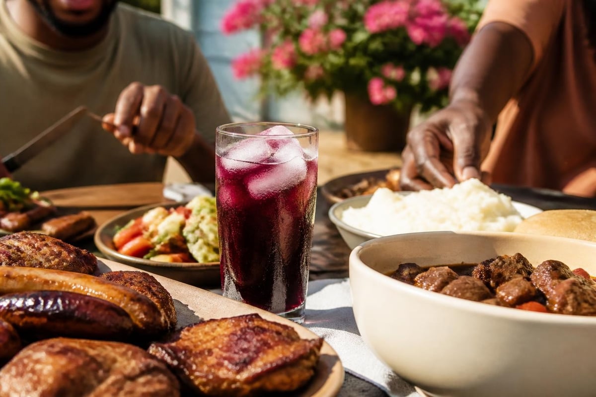 Grape Fanta with South African cuisine