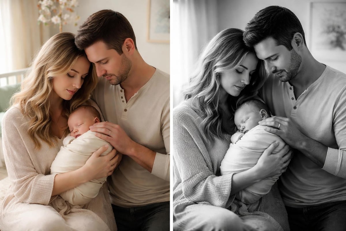 Color versus black and white comparison