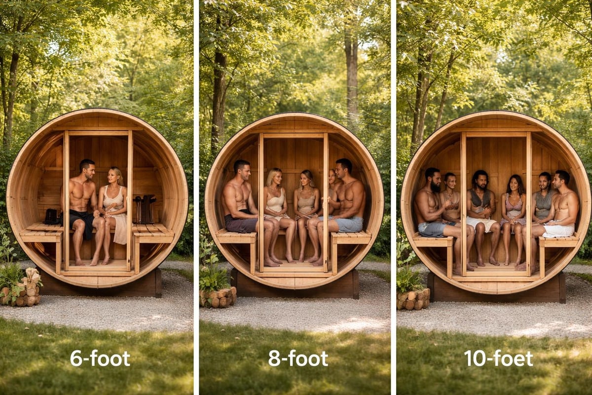 Barrel sauna size comparison