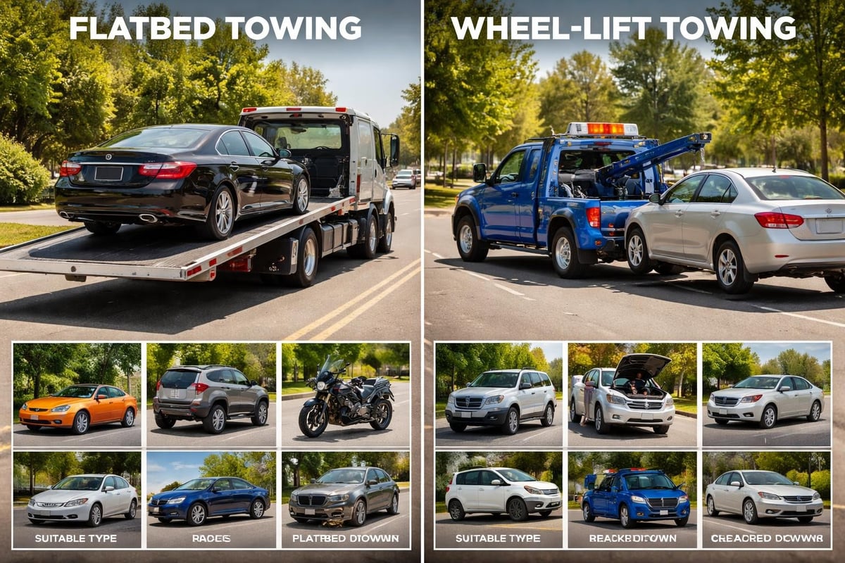 Flatbed versus wheel-lift towing methods