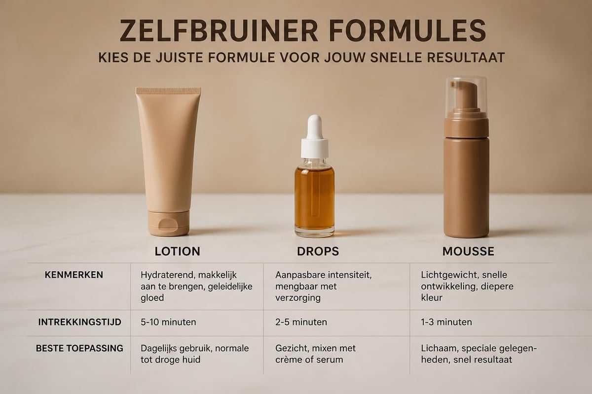 Vergelijking zelfbruiner producttypes