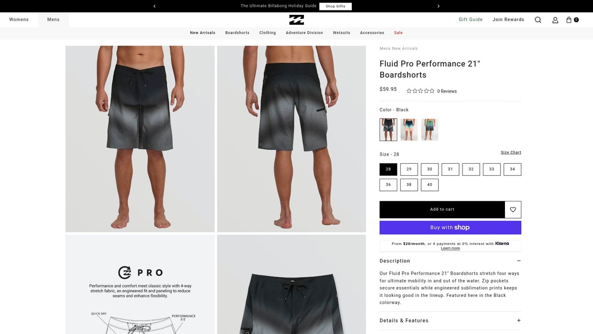 Billabong Fluid Pro Performance 21 pouces