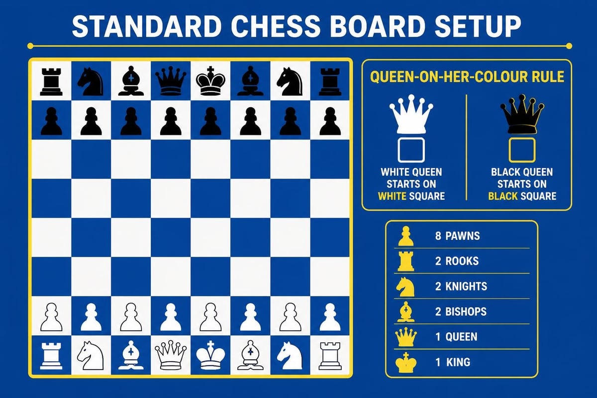 Chess board setup with piece positions