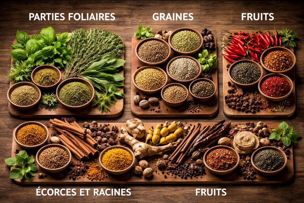 Différences botaniques herbes épices