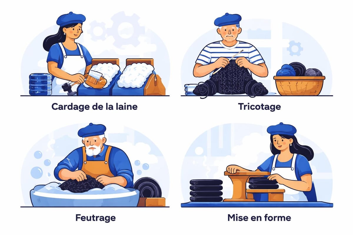 Processus artisanal du béret français