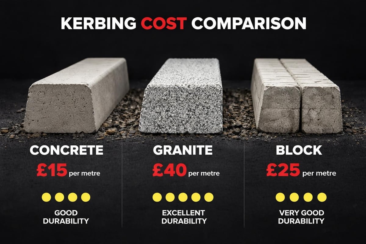 Material cost comparison for kerbing