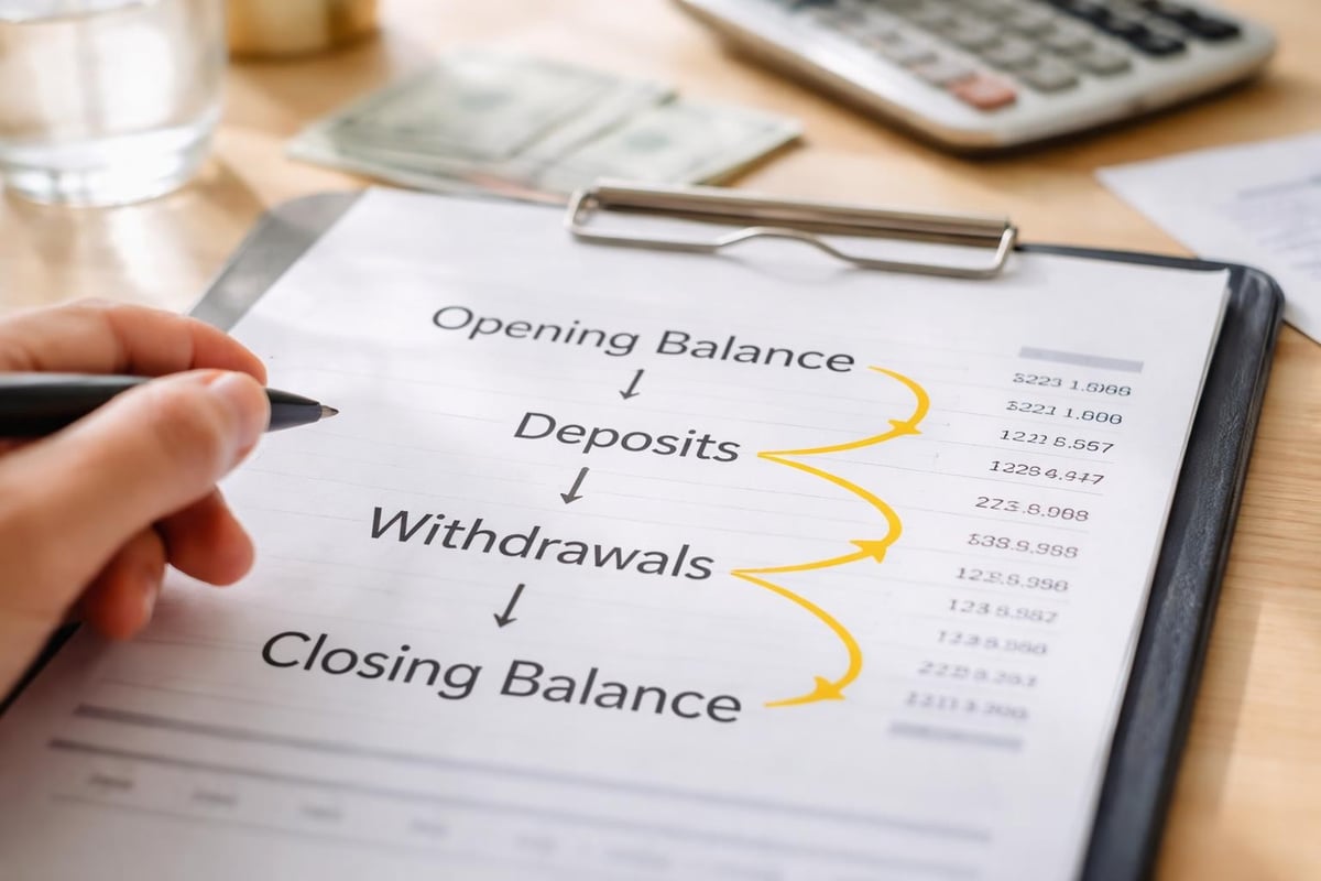 Bank statement balance calculation