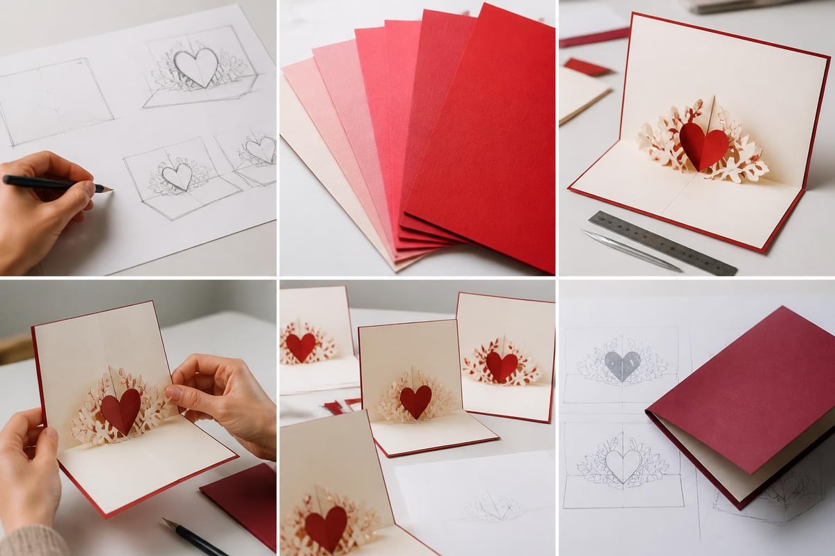Origami pop up card design workflow