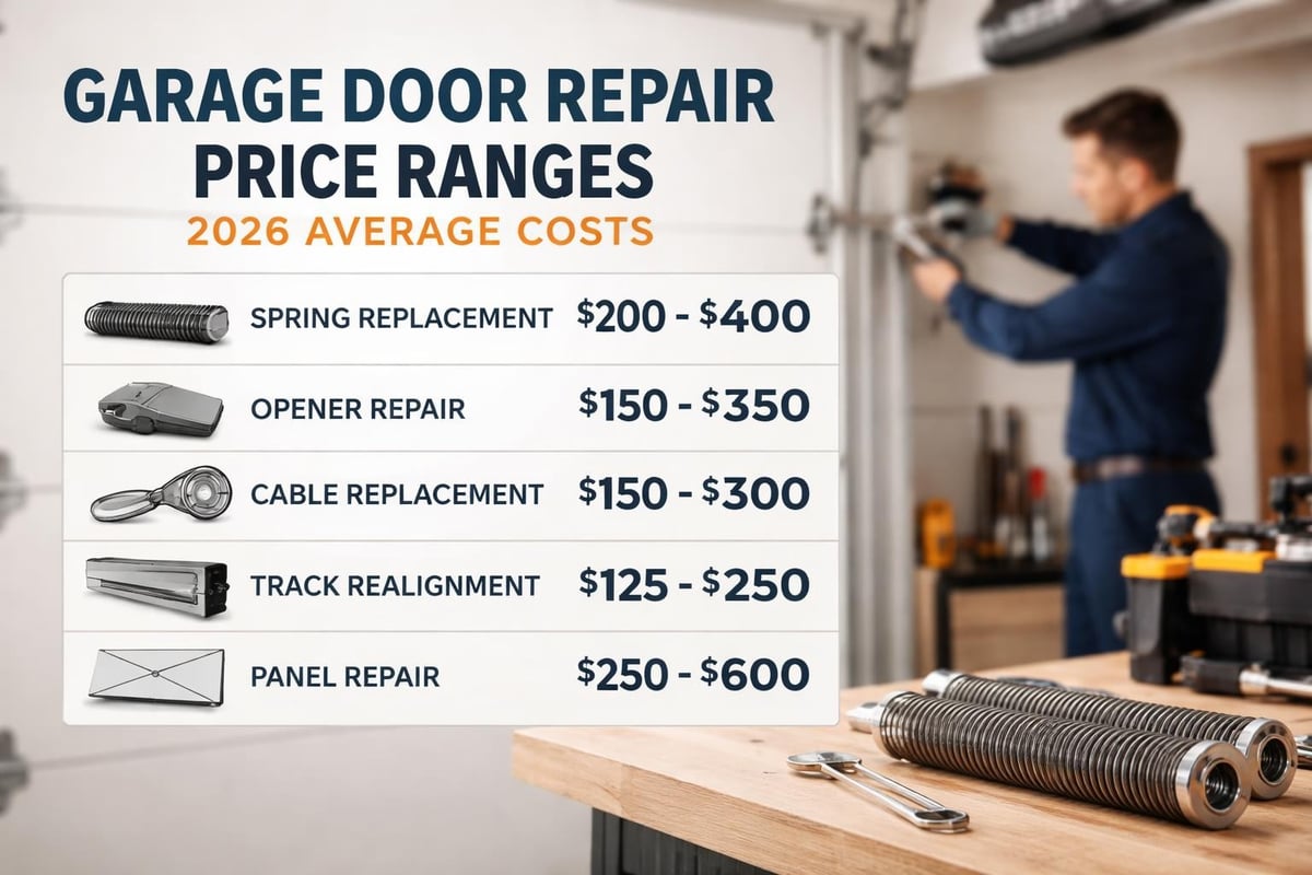 Garage door repair cost breakdown